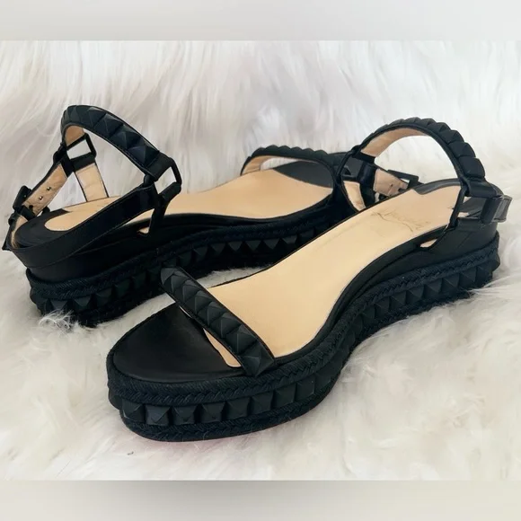 Christian Louboutin Pyraclou Patent Spike Wedge Sandals
Size 37 (US 7) - Picture 3 of 14